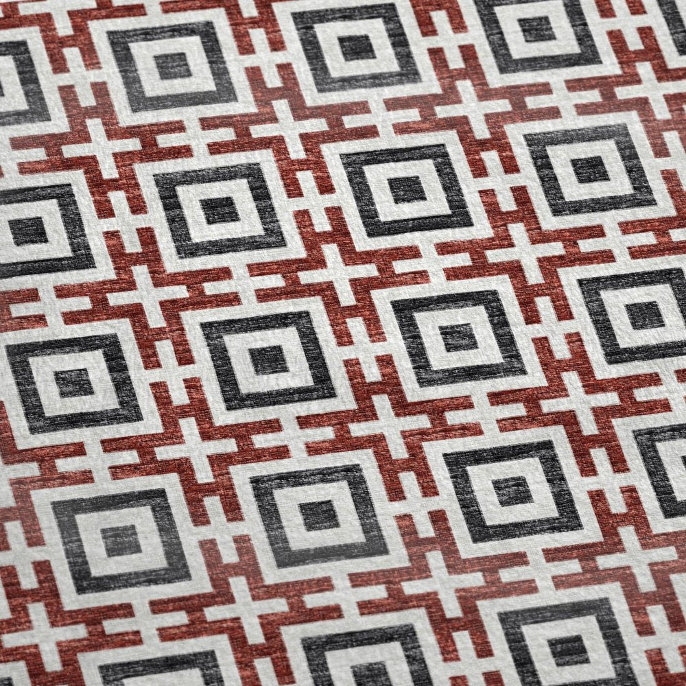 50" X 70" Red Ivory And Black Microfiber Geometric Plush Throw Blanket HomeRoots