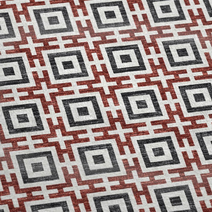 50" X 70" Red Ivory And Black Microfiber Geometric Plush Throw Blanket HomeRoots