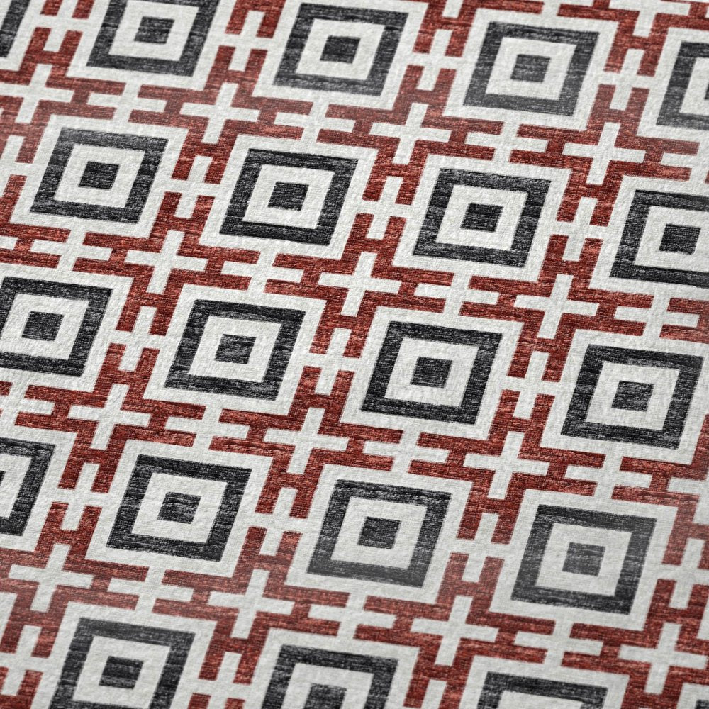 50" X 70" Red Ivory And Black Microfiber Geometric Plush Throw Blanket HomeRoots
