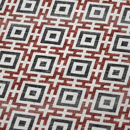 50" X 70" Red Ivory And Black Microfiber Geometric Plush Throw Blanket HomeRoots