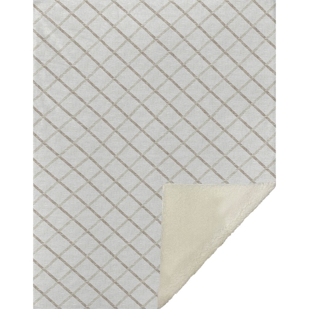50" X 70" Ivory And Taupe Microfiber Geometric Plush Throw Blanket HomeRoots