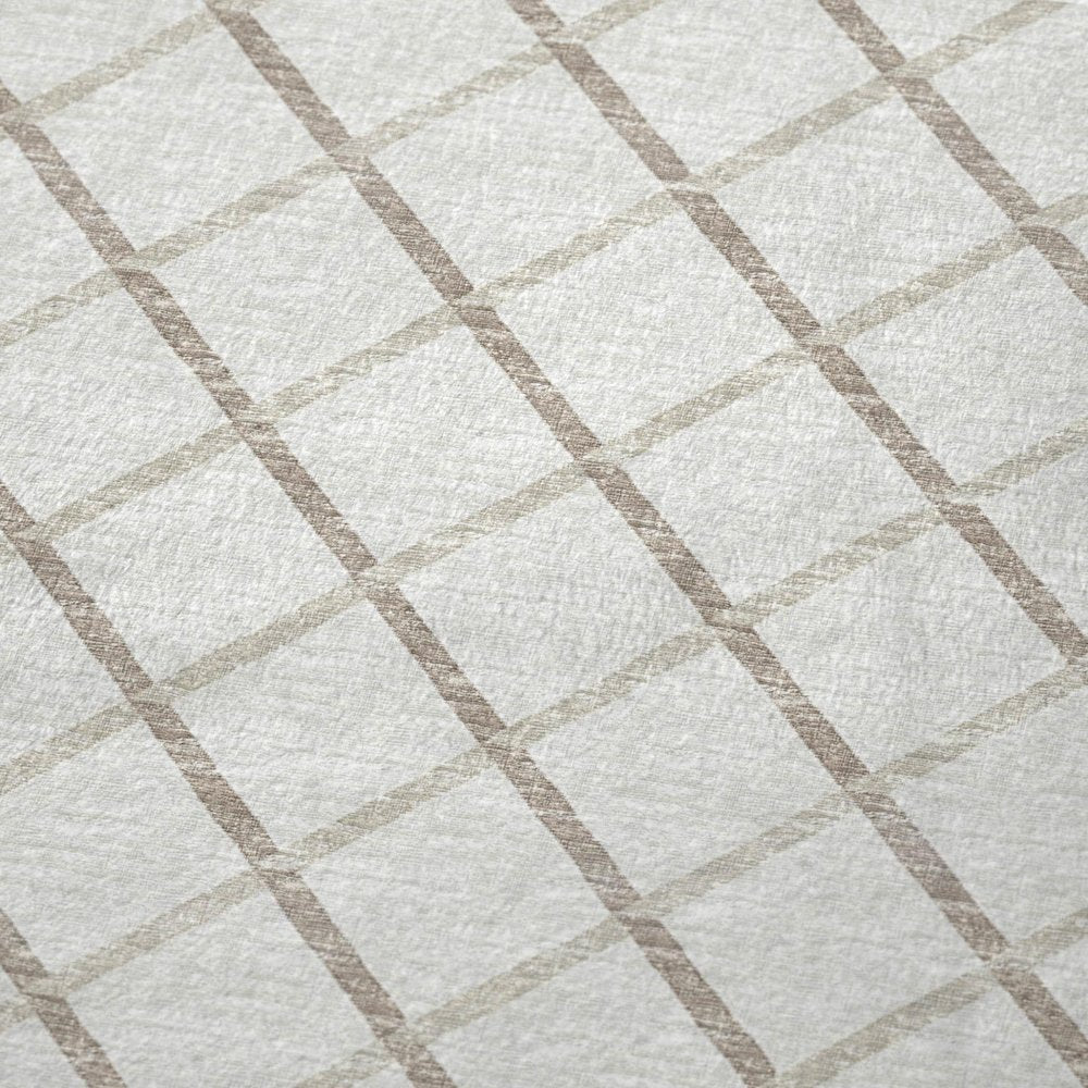 50" X 70" Ivory And Taupe Microfiber Geometric Plush Throw Blanket HomeRoots