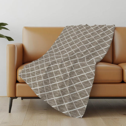 50" X 70" Taupe And Beige Microfiber Geometric Plush Throw Blanket HomeRoots