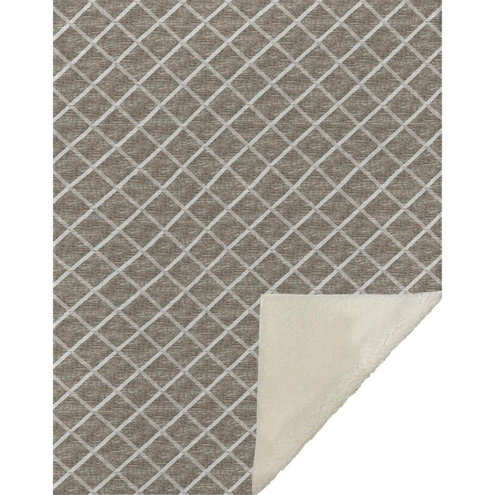 50" X 70" Taupe And Beige Microfiber Geometric Plush Throw Blanket HomeRoots