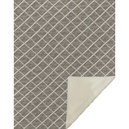 50" X 70" Taupe And Beige Microfiber Geometric Plush Throw Blanket HomeRoots