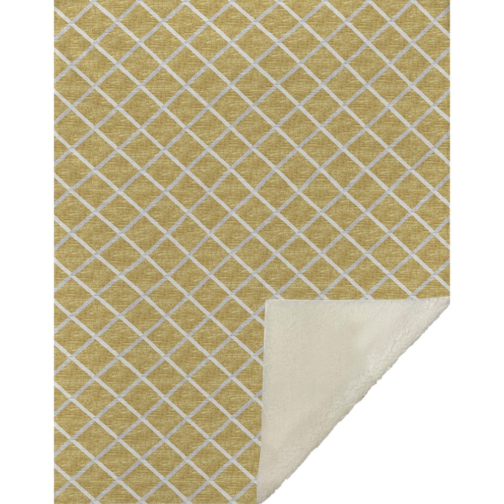 50" X 70" Gold And Ivory Microfiber Geometric Plush Throw Blanket HomeRoots