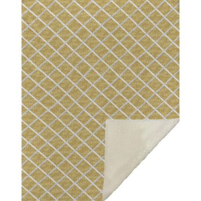 50" X 70" Gold And Ivory Microfiber Geometric Plush Throw Blanket HomeRoots