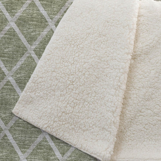 50" X 70" Artichoke Green And Beige Microfiber Geometric Plush Throw Blanket HomeRoots