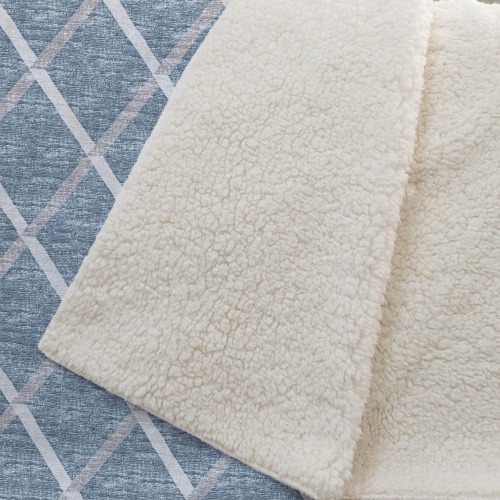 50" X 70" Sky Blue And Ivory Microfiber Geometric Plush Throw Blanket HomeRoots