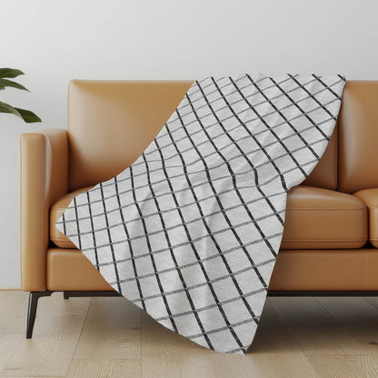 50" X 70" Gray And Ivory Microfiber Geometric Plush Throw Blanket HomeRoots