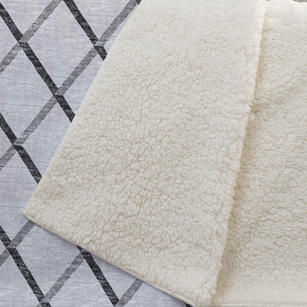 50" X 70" Gray And Ivory Microfiber Geometric Plush Throw Blanket HomeRoots