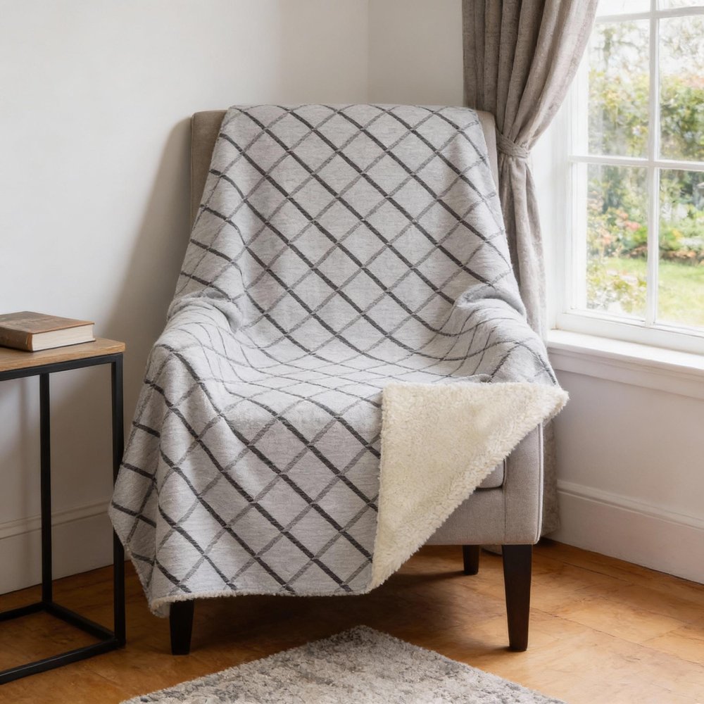 50" X 70" Gray And Ivory Microfiber Geometric Plush Throw Blanket HomeRoots