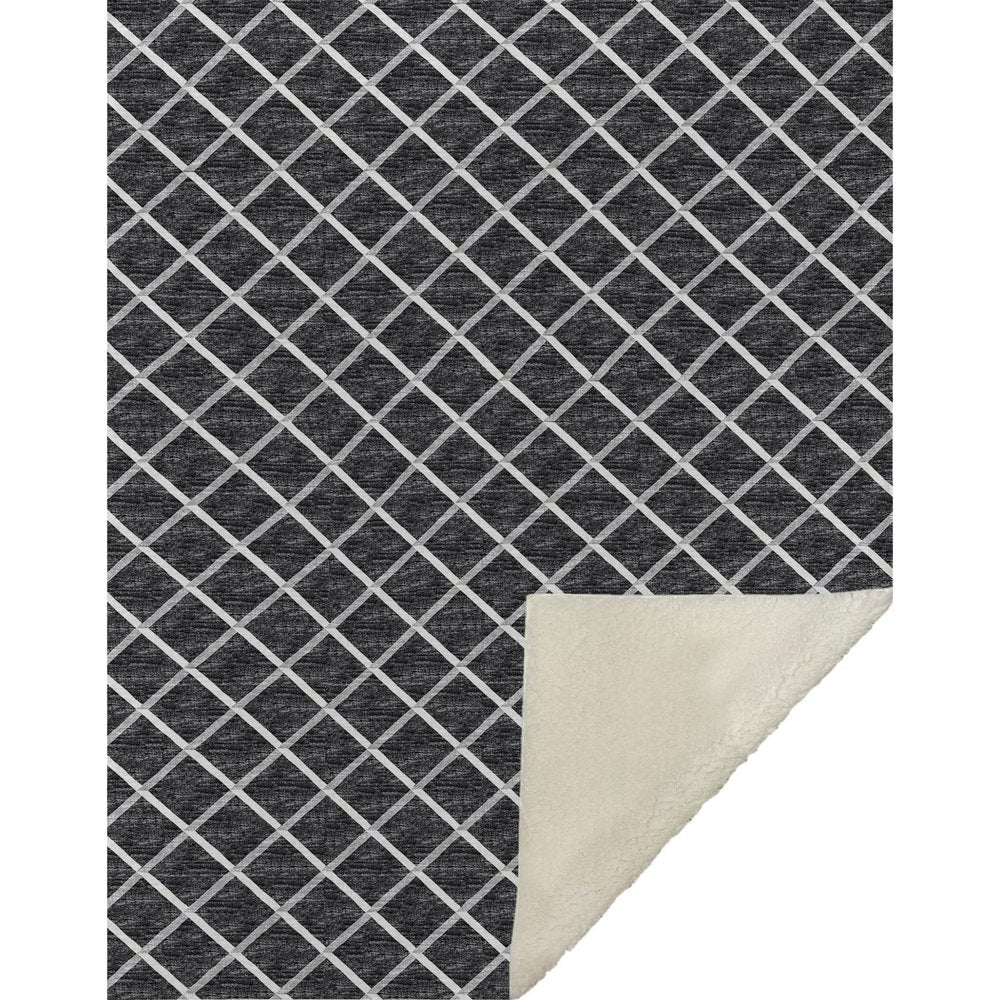 50" X 70" Black And Ivory Microfiber Geometric Plush Throw Blanket HomeRoots