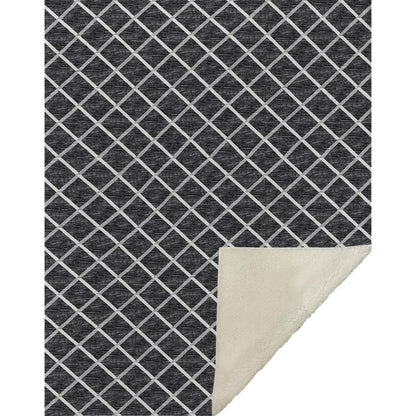 50" X 70" Black And Ivory Microfiber Geometric Plush Throw Blanket HomeRoots