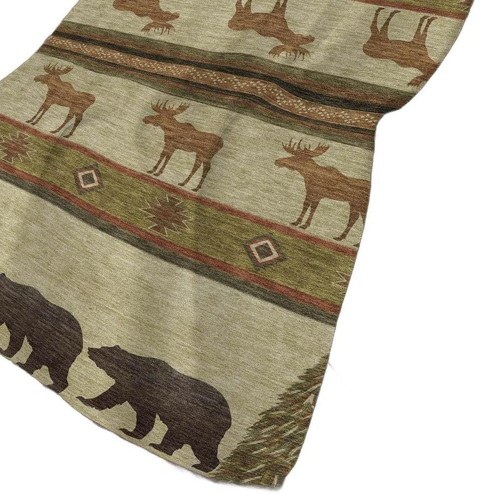 50" X 70" Brown Green And Rust Animal Print Plush Throw Blanket HomeRoots