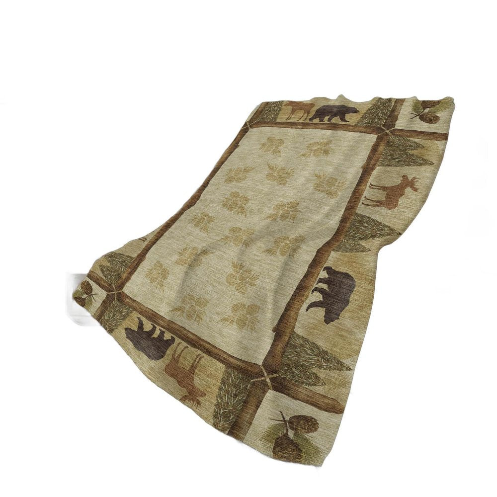 50" X 70" Khaki Green And Beige Animal Print Plush Throw Blanket HomeRoots
