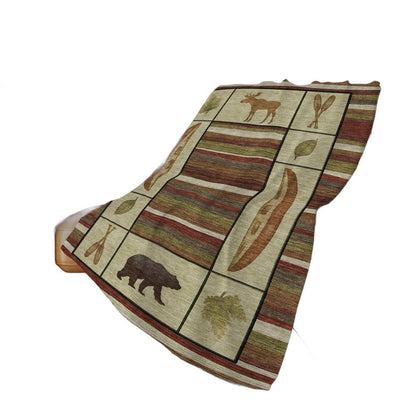 50" X 70" Beige Rust And Green Animal Print Polyester Woven Plush Throw Blanket HomeRoots