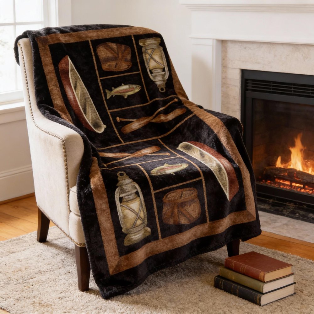 50" X 70" Midnight Brown And Beige Microfiber Animal Print Plush Throw Blanket HomeRoots