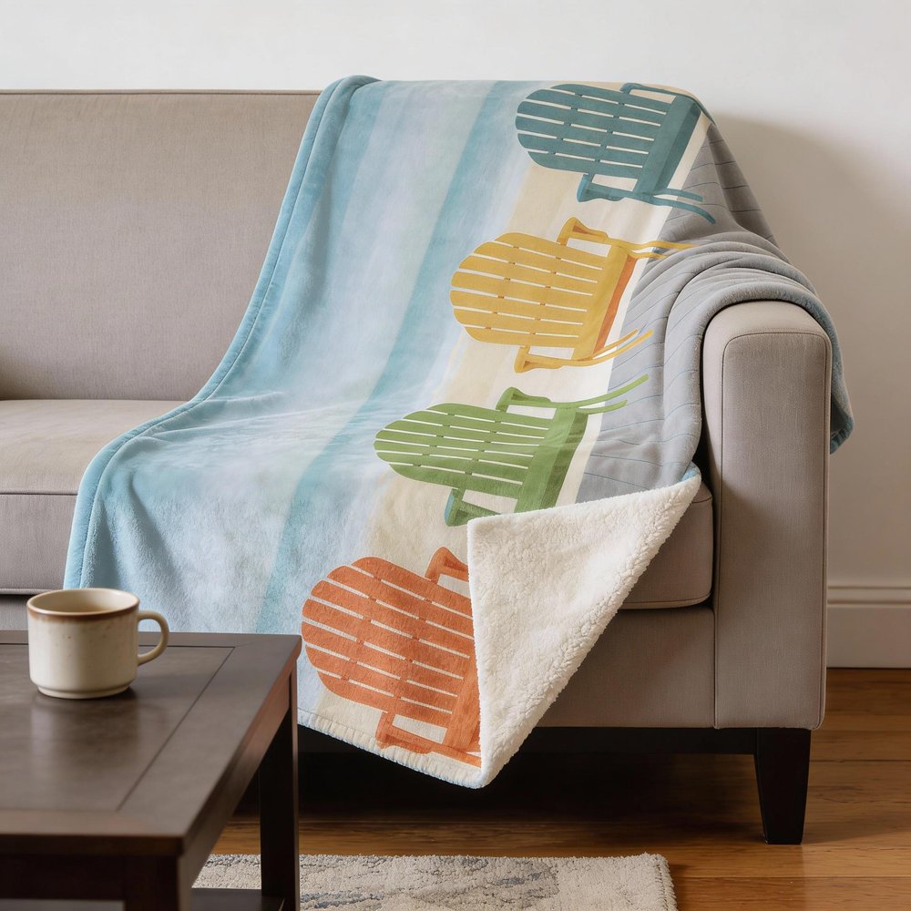50" X 70" Blue Yellow And Green Microfiber Striped Plush Throw Blanket HomeRoots