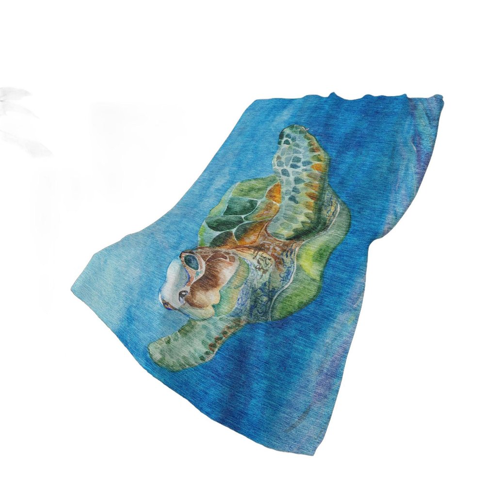 50" X 70" Blue Emerald And Brown Animal Print Polyester Woven Plush Throw Blanket HomeRoots