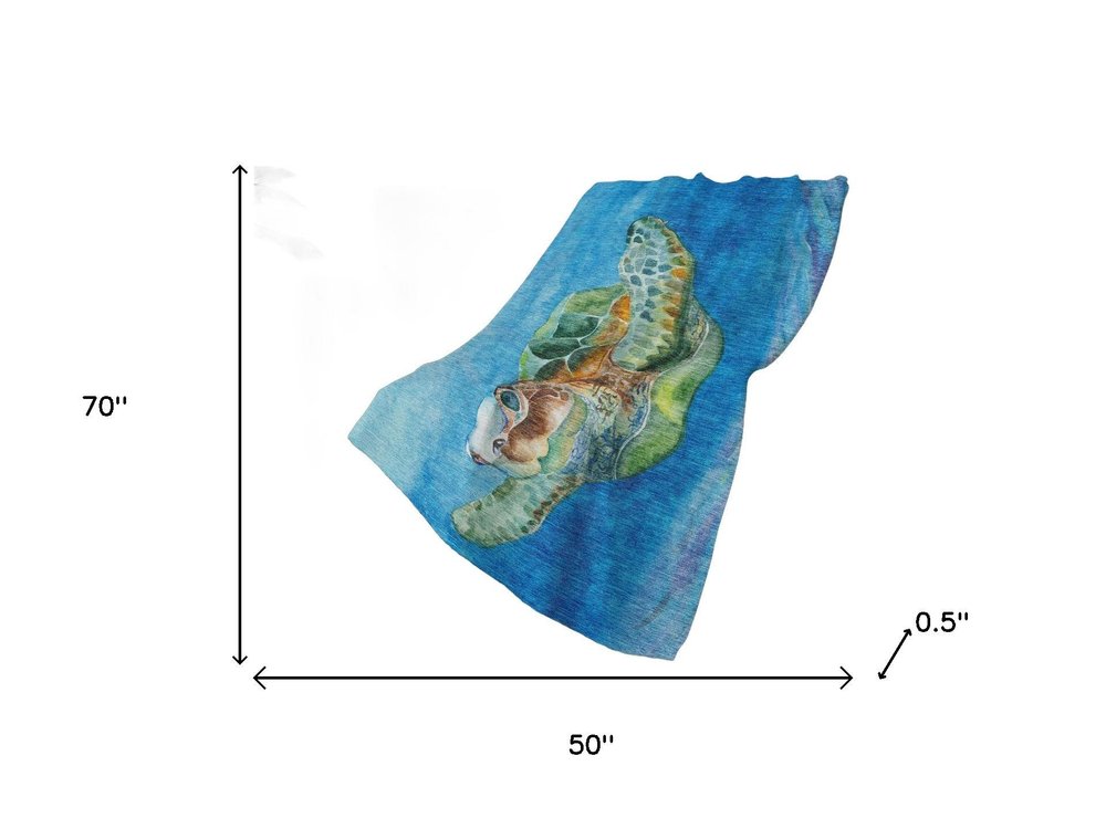 50" X 70" Blue Emerald And Brown Animal Print Polyester Woven Plush Throw Blanket HomeRoots