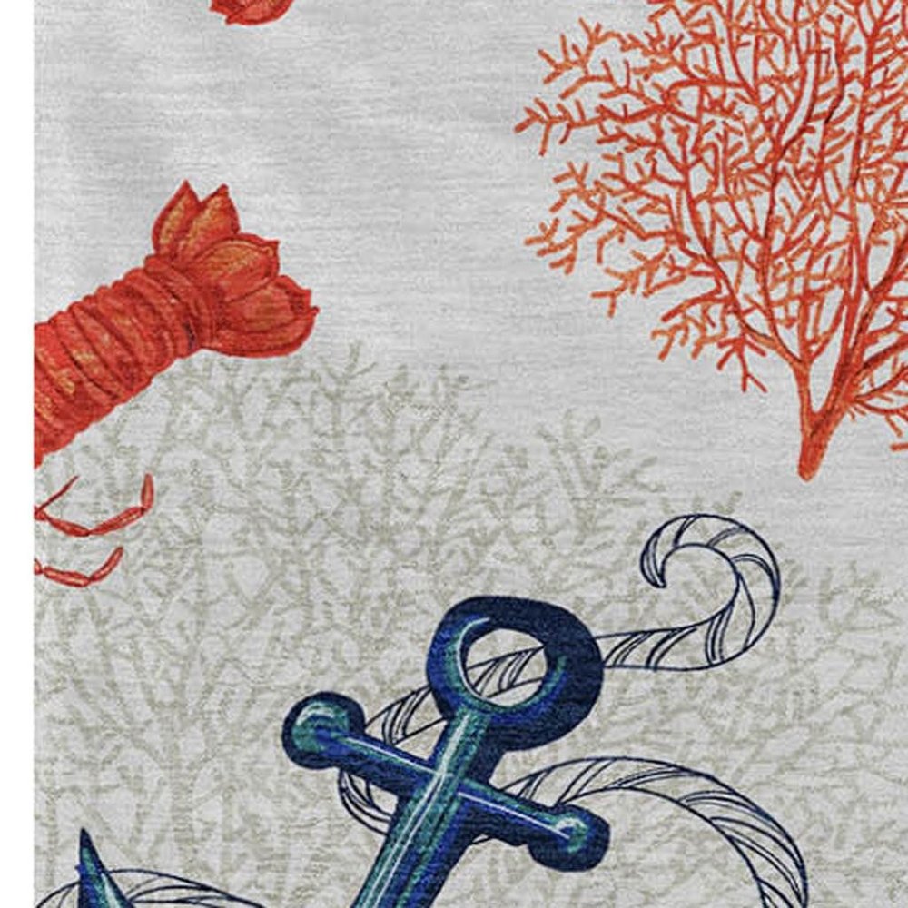 50" X 70" Ivory Red and Blue Microfiber Coastal Nautical Plush Throw Blanket HomeRoots