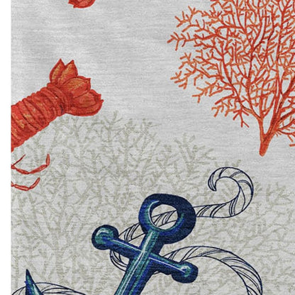 50" X 70" Ivory Red and Blue Microfiber Coastal Nautical Plush Throw Blanket HomeRoots