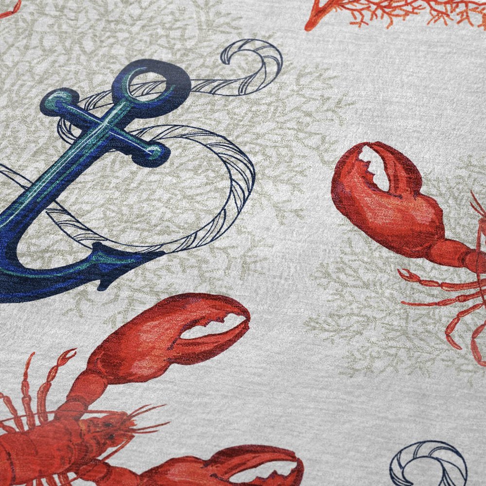 50" X 70" Ivory Red and Blue Microfiber Coastal Nautical Plush Throw Blanket HomeRoots