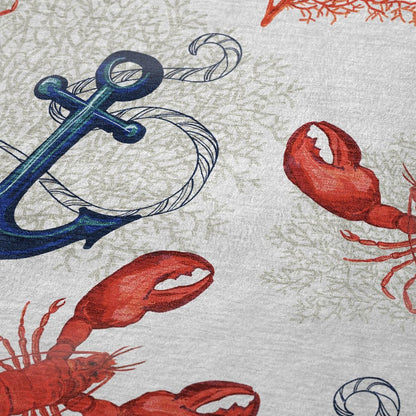 50" X 70" Ivory Red and Blue Microfiber Coastal Nautical Plush Throw Blanket HomeRoots