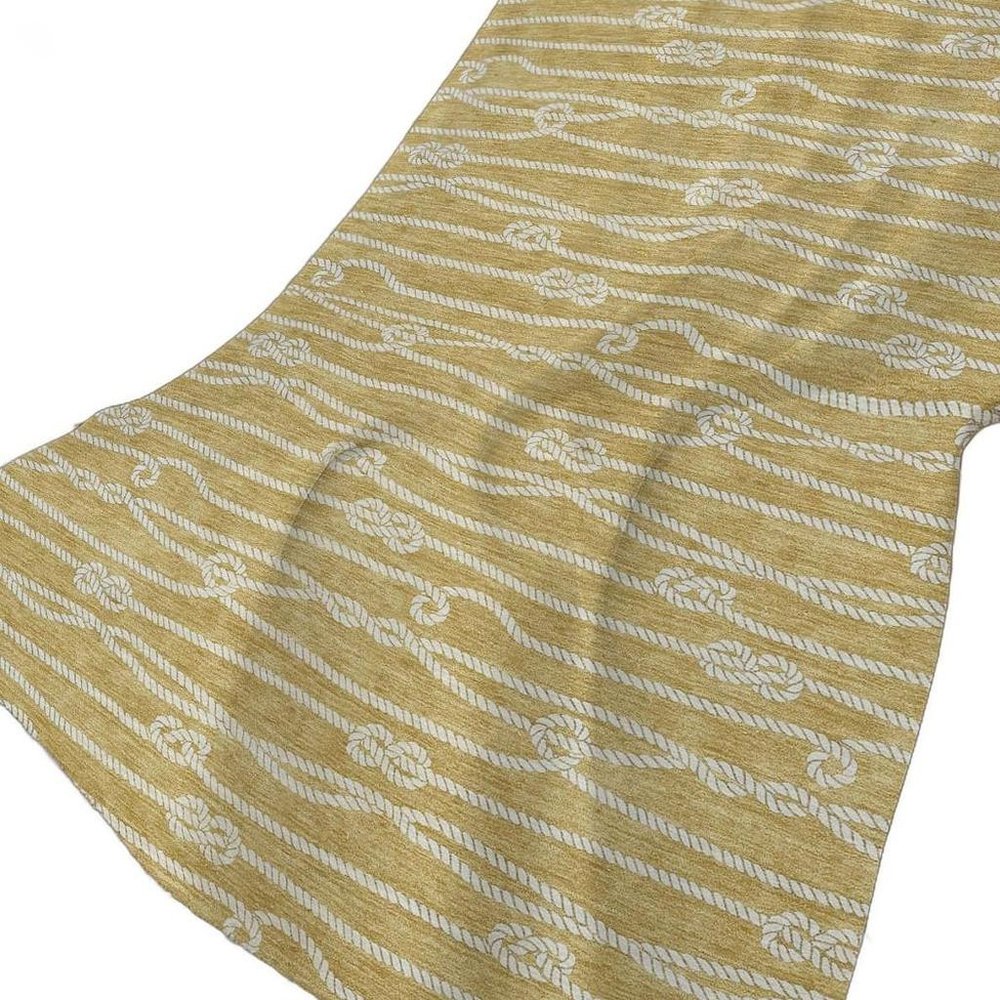 50" X 70" Gold And Ivory Striped Polyester Woven Plush Throw Blanket HomeRoots