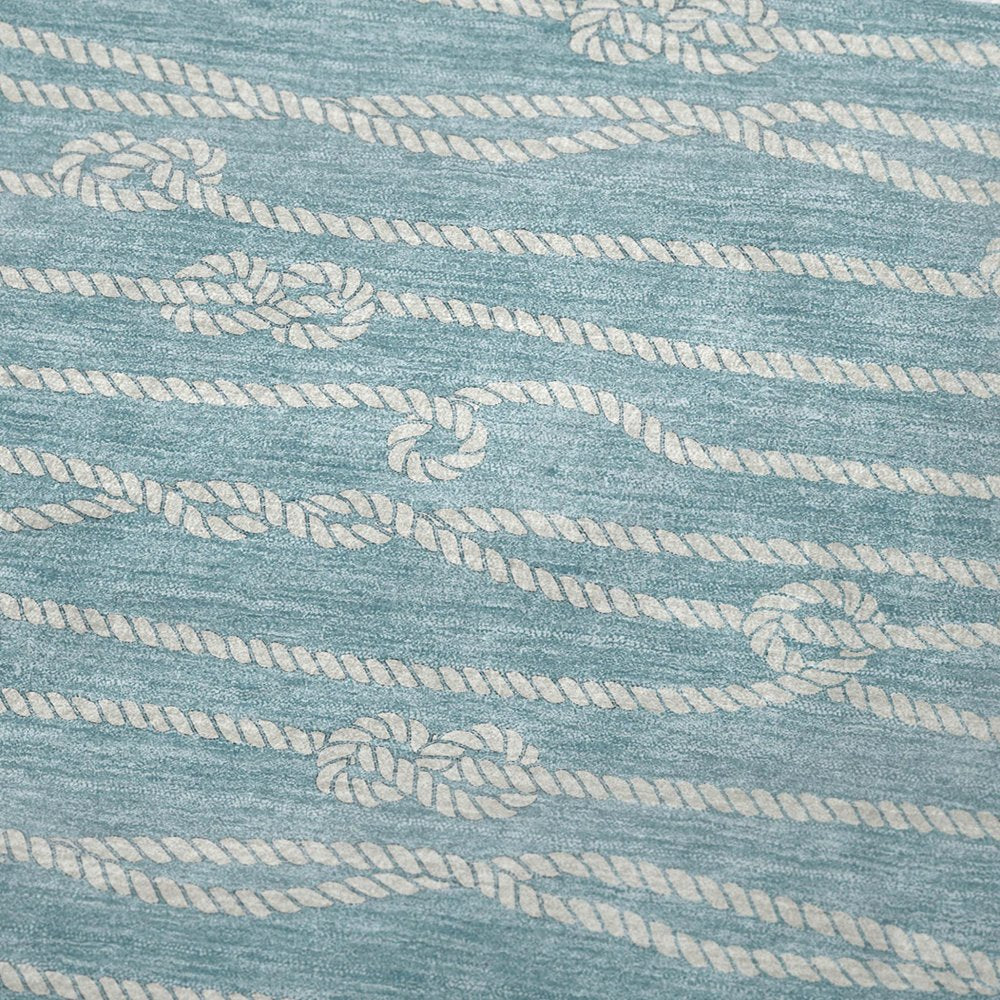 50" X 70" Teal And Ivory Striped Polyester Woven Plush Throw Blanket HomeRoots