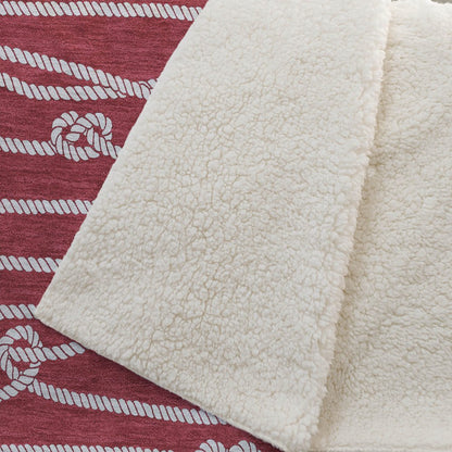 50" X 70" Red And Ivory Microfiber Striped Plush Throw Blanket HomeRoots