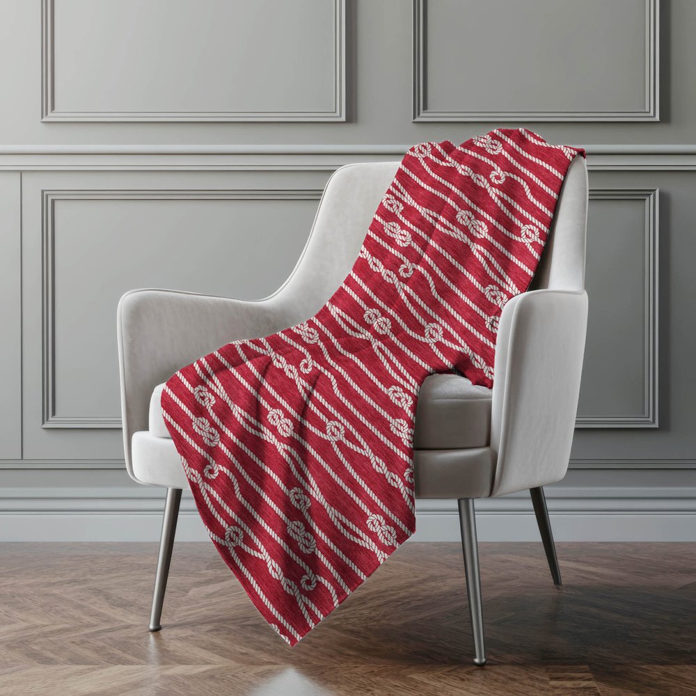 50" X 70" Red And Ivory Microfiber Striped Plush Throw Blanket HomeRoots