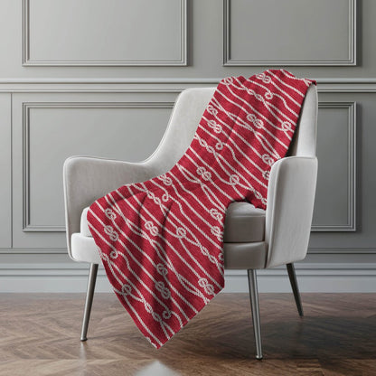 50" X 70" Red And Ivory Microfiber Striped Plush Throw Blanket HomeRoots