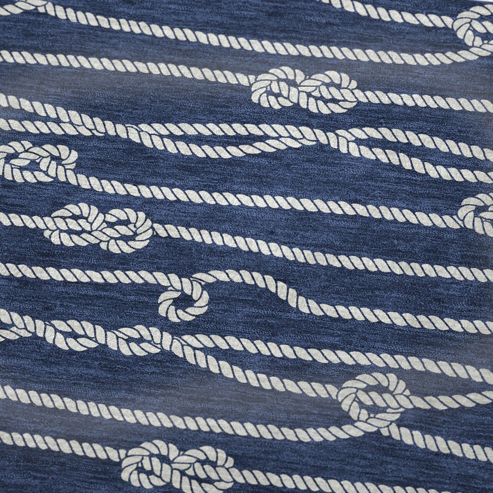 50" X 70" Navy Blue And Ivory Striped Polyester Woven Plush Throw Blanket HomeRoots