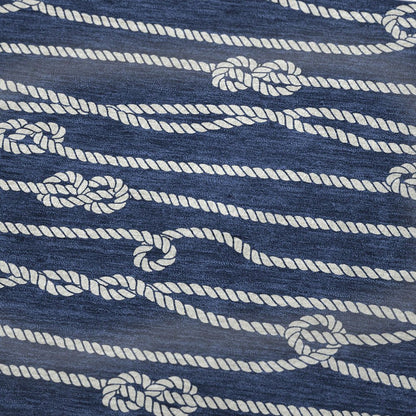 50" X 70" Navy Blue And Ivory Striped Polyester Woven Plush Throw Blanket HomeRoots