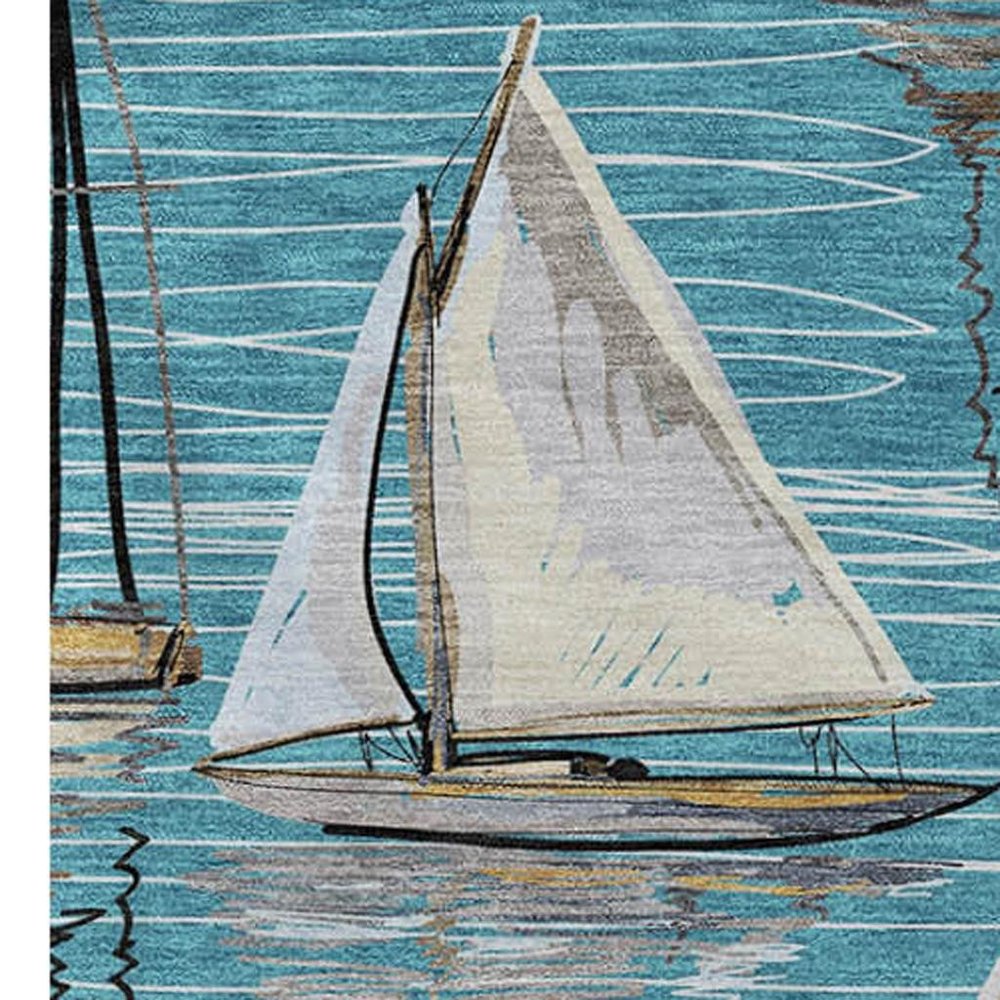 50" X 70" Teal Ivory And Beige Geometric Polyester Woven Plush Throw Blanket HomeRoots