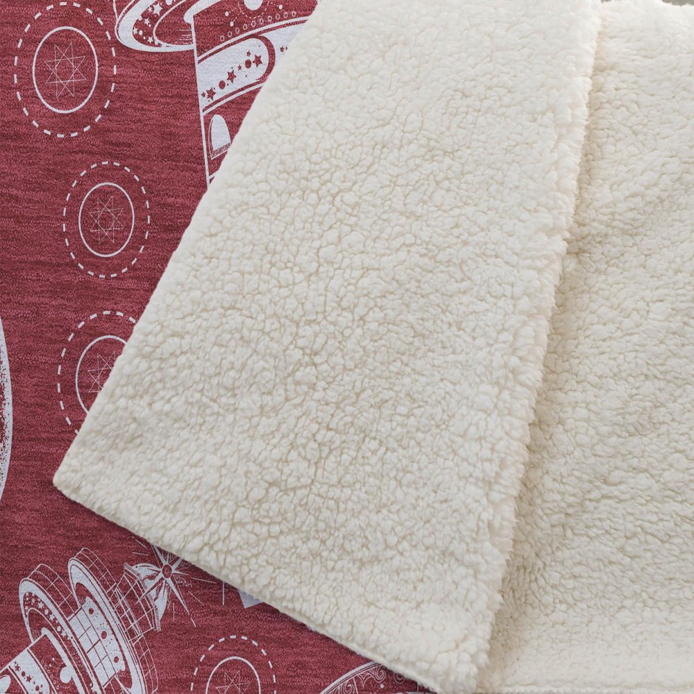 50" X 70" Red And Ivory Microfiber Geometric Plush Throw Blanket HomeRoots