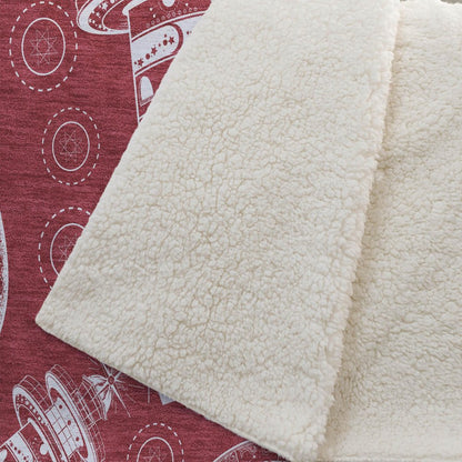50" X 70" Red And Ivory Microfiber Geometric Plush Throw Blanket HomeRoots
