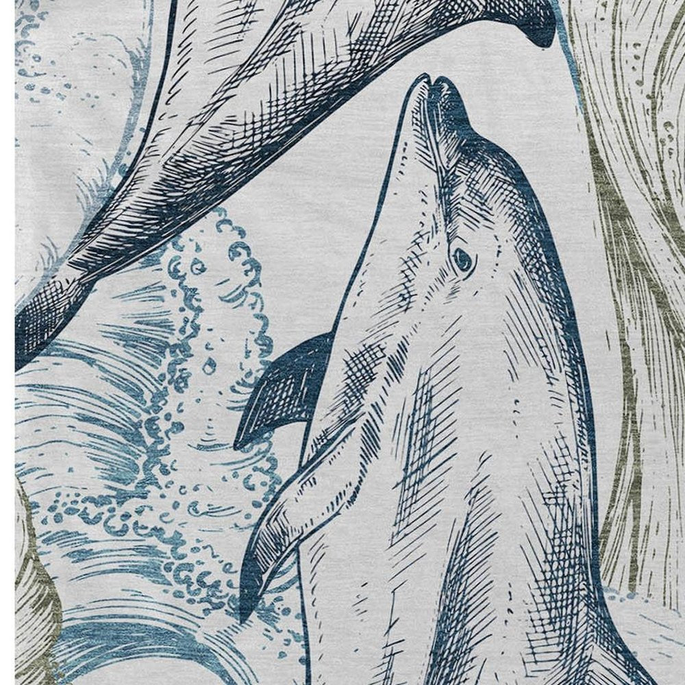 50" X 70" Ivory And Blue Animal Print Polyester Woven Plush Throw Blanket HomeRoots