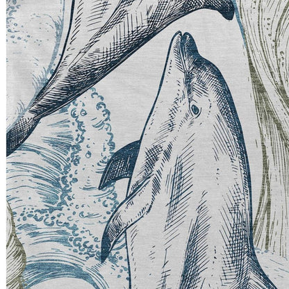 50" X 70" Ivory And Blue Animal Print Polyester Woven Plush Throw Blanket HomeRoots