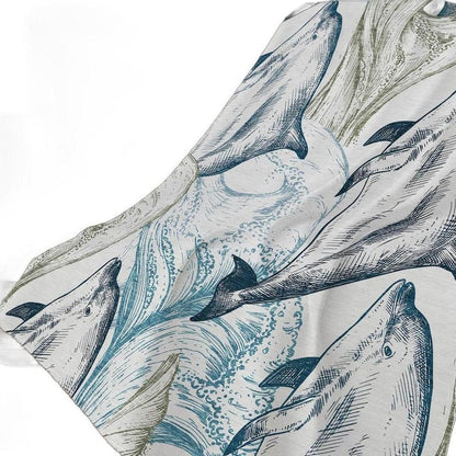 50" X 70" Ivory And Blue Animal Print Polyester Woven Plush Throw Blanket HomeRoots