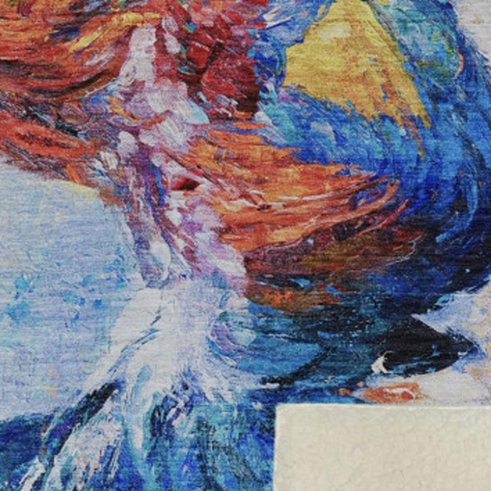 50" X 70" Blue Red And Ivory Animal Print Polyester Woven Plush Throw Blanket HomeRoots