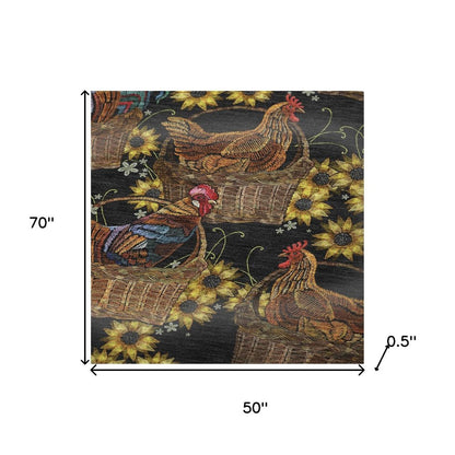 50" X 70" Midnight Red And Yellow Animal Print Polyester Woven Plush Throw Blanket HomeRoots