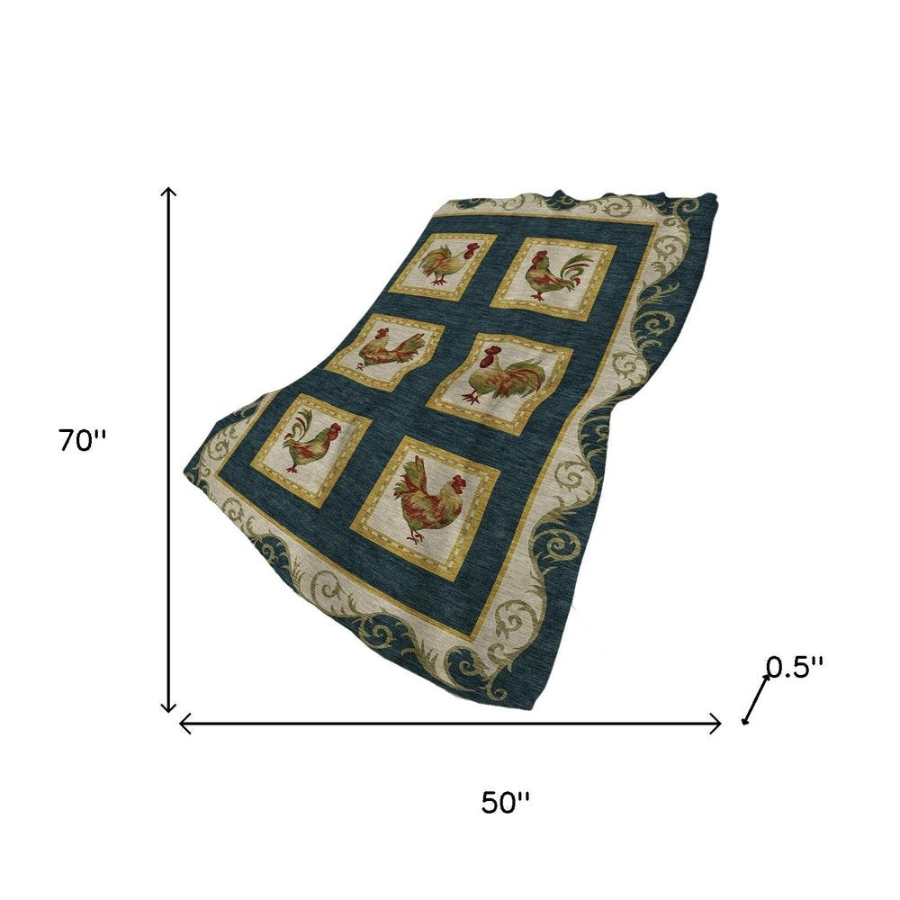 50" X 70" Gold Red And Ivory Animal Print Polyester Woven Plush Throw Blanket HomeRoots