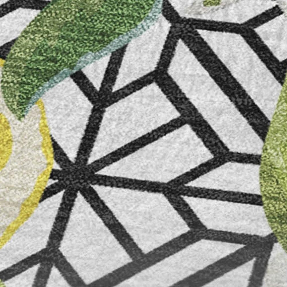 50" X 70" Yellow Ivory And Green Geometric Polyester Woven Plush Throw Blanket HomeRoots