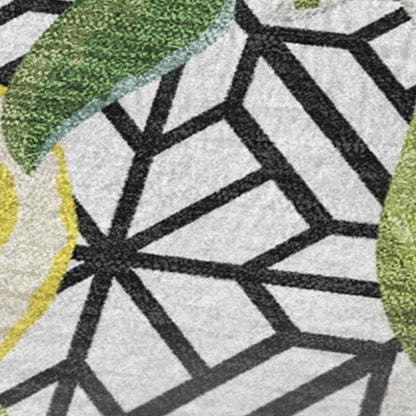 50" X 70" Yellow Ivory And Green Geometric Polyester Woven Plush Throw Blanket HomeRoots