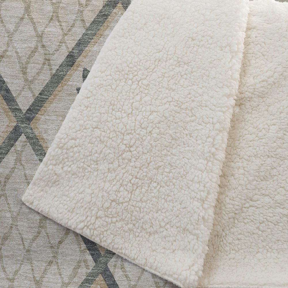50" X 70" Beige Gold And Green Microfiber Geometric Plush Throw Blanket HomeRoots