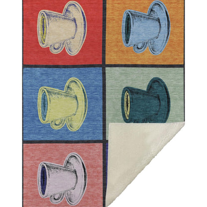 50" X 70" Blue Orange And Red Microfiber Color Block Plush Throw Blanket HomeRoots