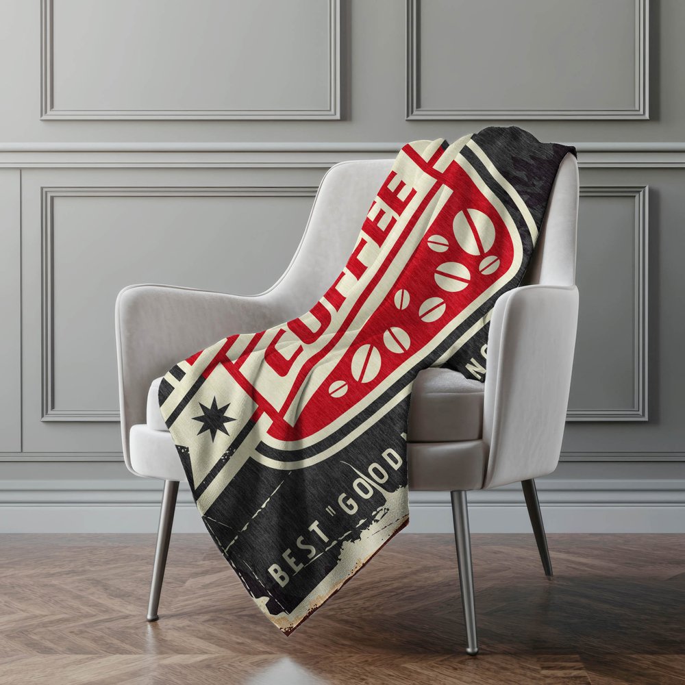 50" X 70" Midnight Ivory And Red Microfiber Geometric Plush Throw Blanket HomeRoots